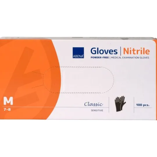 ABENA Nitrilhandske Puderfri Svart M 100-pack