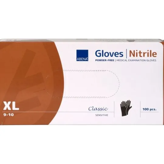 ABENA Nitrilhandske Puderfri Svart XL 100-pack