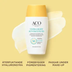 ACO Sun Ultra Light Face Fluid SPF50+ Ultralätt Solskydd Ansikte 40 ml