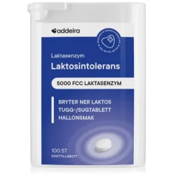Addeira Laktasenzym vid Laktosintolerans Tuggtabletter 100 st