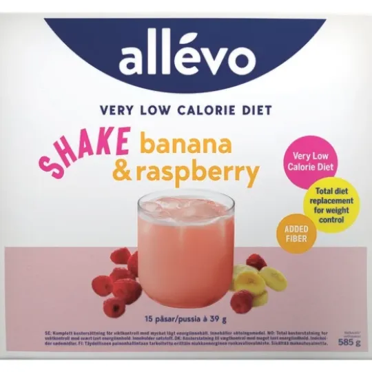 Allévo Shake Banana/Raspberry VLCD 15 påsar x 39 g