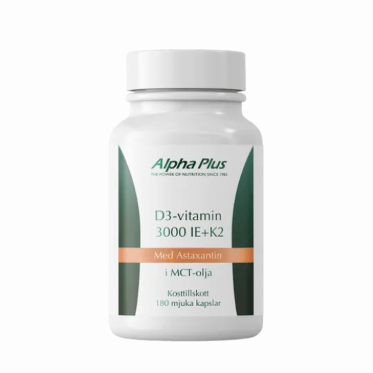 Alpha Plus D3-vitamin 3000 IE + K2 180 kapslar