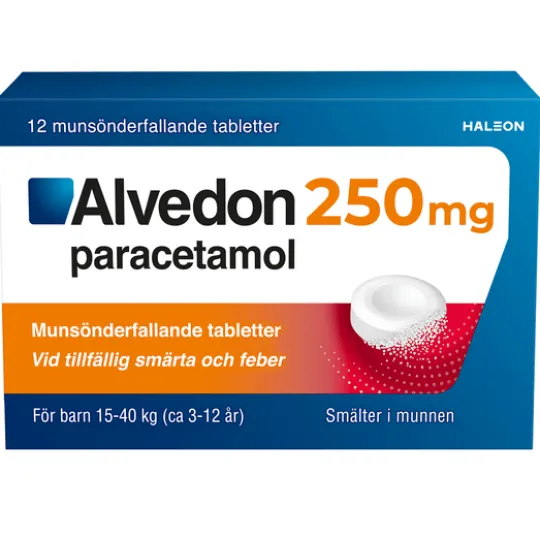 Alvedon Munsönderfallande tablett 250 mg 12 st (15-40 kg)