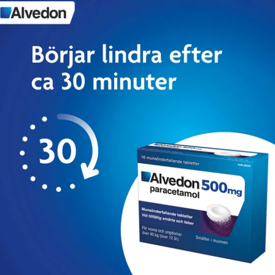 Alvedon Munsönderfallande tablett 500 mg 16 st
