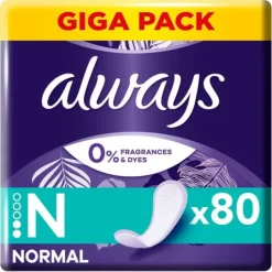 Always Daily Fresh Normal Trosskydd 0% Parfymer och Färgämnen 80 st