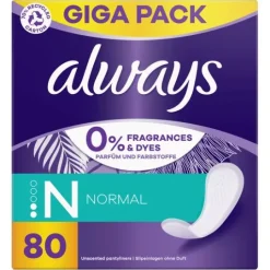 Always Daily Fresh Normal Trosskydd 0% Parfymer och Färgämnen 80 st