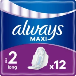 Always Maxi Long Sanitetsbindor S2 Med Vingar 12 st