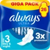 Always Ultra Sanitetsbindor Day & Night Med Vingar Storlek 3 26 st