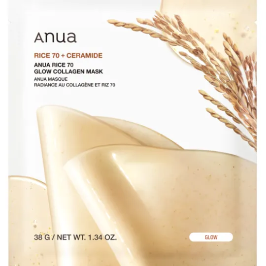 ANUA Rice 70 Glow Collagen Mask 4 st