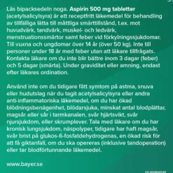 Aspirin, tablett 500 mg 50 st