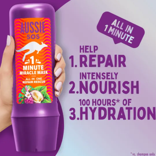 Aussie SOS 1 Minute Miracle All In One Repair Rescue Hårinpackning 250 ml