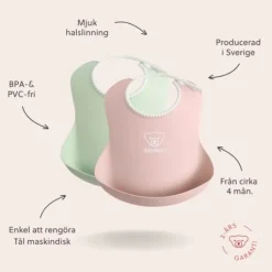 BabyBjörn Haklapp Grön/Rosa 2-pack