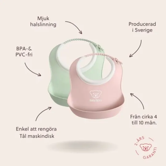 BabyBjörn Liten Haklapp Grön/Rosa 2-pack