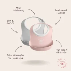 BabyBjörn Liten Haklapp Grå/Rosa 2-pack