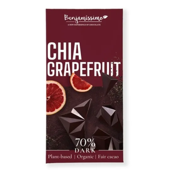 Benjamissimo Choklad Mörk 70% Chia & Grapefrukt 60 g