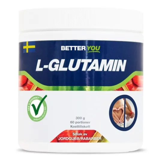 Better You Naturligt L-Glutamin 300g Jordgubb & Rabarber