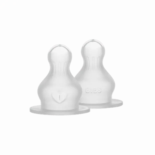BIBS Baby Bottle Nipple Round Silicone Medium Flow 2-pack