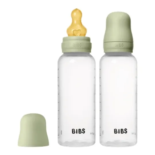 BIBS Baby Bottle Round Latex Medium Flow Sage 270 ml 2-pack