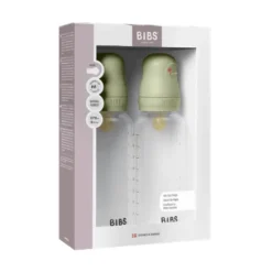 BIBS Baby Bottle Round Latex Medium Flow Sage 270 ml 2-pack