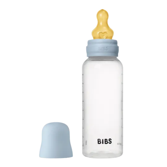 BIBS Baby Bottle Round Latex Medium Flow Baby Blue 270 ml