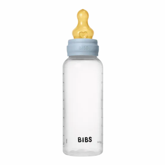 BIBS Baby Bottle Round Latex Medium Flow Baby Blue 270 ml