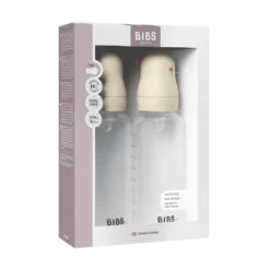 BIBS Baby Bottle Round Silicone Medium Flow Ivory 270 ml 2-pack