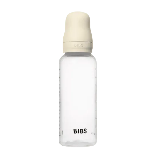 BIBS Baby Bottle Round Silicone Medium Flow Ivory 270 ml 2-pack