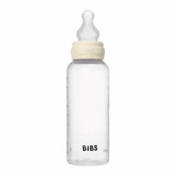 BIBS Baby Bottle Round Silicone Medium Flow Ivory 270 ml 2-pack