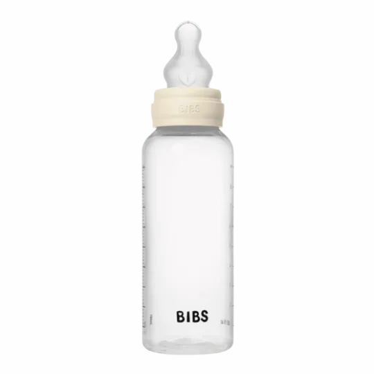 BIBS Baby Bottle Round Silicone Medium Flow Ivory 270 ml 2-pack