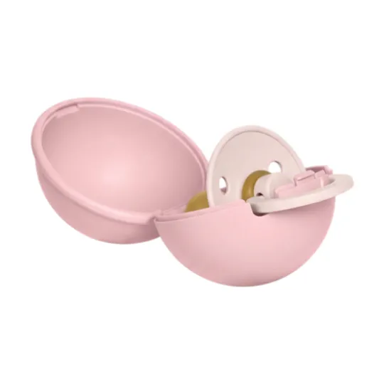 BIBS Colour Pacifier Round Latex Size 2 Petal & Pacifier Case Mini Baby Pink