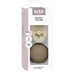 BIBS Colour Pacifier Round Latex Size 1 Vanilla & Pacifier Case Mini Dark Oak
