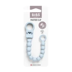 BIBS Pacifier Clip Beaded Baby Blue