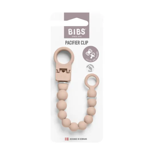 BIBS Pacifier Clip Beaded Blush