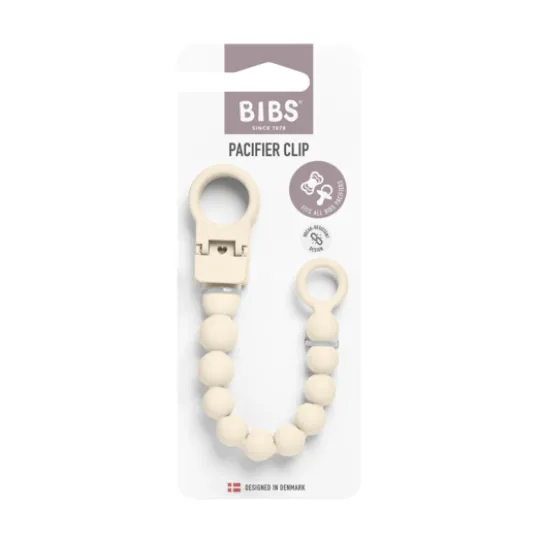 BIBS Pacifier Clip Beaded Ivory