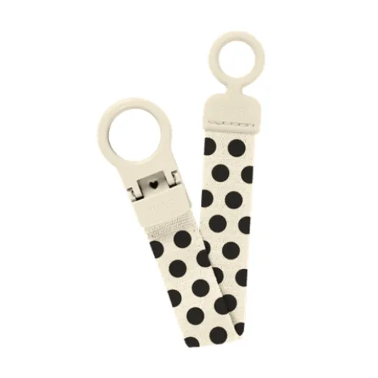 BIBS Studio Pacifier Clip Loop Polka Ivory Black