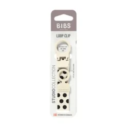 BIBS Studio Pacifier Clip Loop Polka Ivory Black