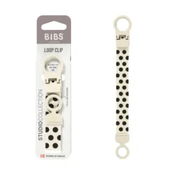 BIBS Studio Pacifier Clip Loop Polka Ivory Black
