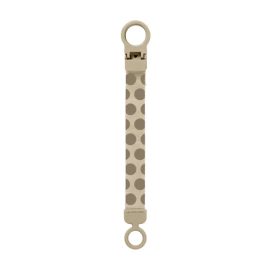 BIBS Studio Pacifier Clip Loop Polka Mega Vanilla Dark Oak