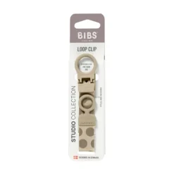 BIBS Studio Pacifier Clip Loop Polka Mega Vanilla Dark Oak