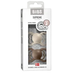 BIBS Supreme Latex Size 2 Vanilla/Dark Oak 2-pack