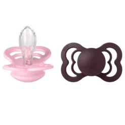 BIBS Supreme Silicone Size 2 Baby Pink/Plum 2-pack