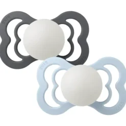 BIBS Supreme Silicone Size 2 Iron Glow/Baby Blue Glow 2-pack