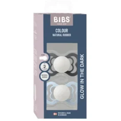 BIBS Supreme Silicone Size 2 Iron Glow/Baby Blue Glow 2-pack