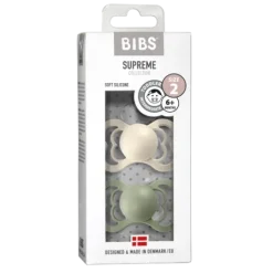 BIBS Supreme Silicone Size 2 Ivory/Sage 2-pack