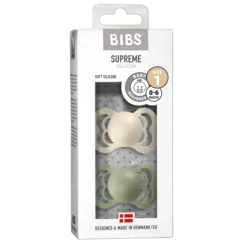 BIBS Supreme Silicone Size 1 Ivory/Sage 2-pack