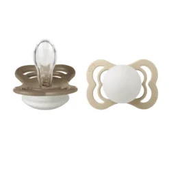 BIBS Supreme Silicone Size 1 Vanilla Glow/Dark Oak Glow 2-pack