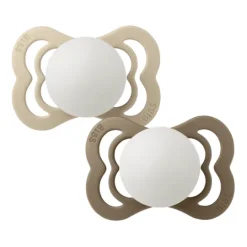 BIBS Supreme Silicone Size 1 Vanilla Glow/Dark Oak Glow 2-pack