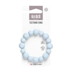 BIBS Teething Ring Beaded Baby Blue