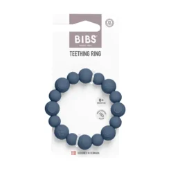 BIBS Teething Ring Beaded Steel Blue