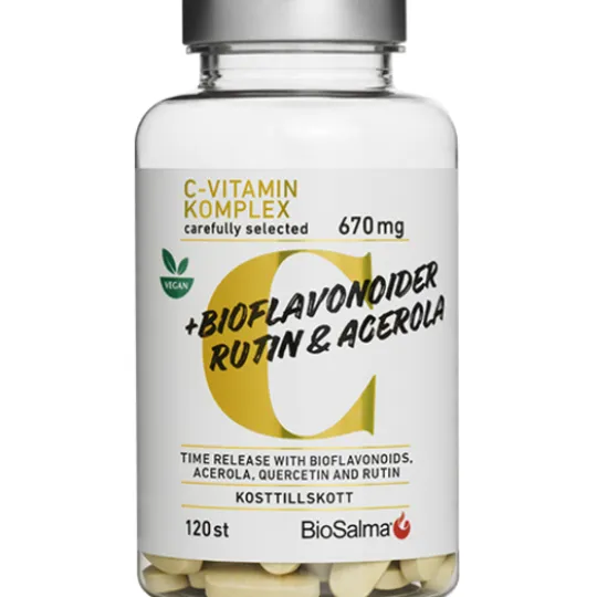 BioSalma C-vitaminkomplex 670 mg + bioflavonoider 120 tabletter